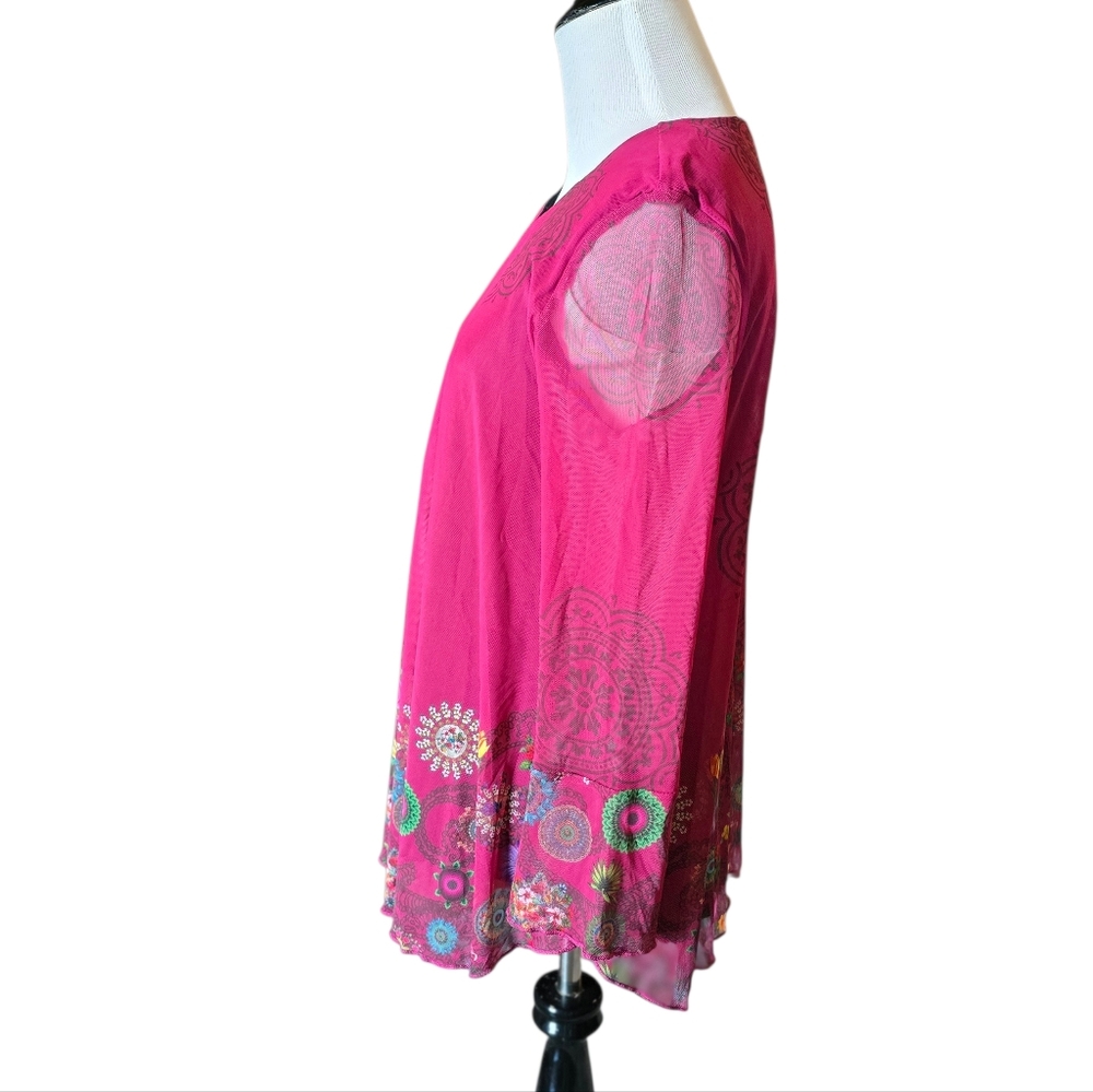 Desigual Women's Chruse Long Sleeve Shirt Pink Whimsigoth Y2K Size Small - Picture 6 of 7